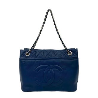 Chanel Navy Grained Calfskin Tote Bag (Pre-Owned)