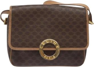 Celine Pre-owned Cross Body Bags, female, Brown, Size: ONE SIZE Pre-owned Vintage macadam circle logo shoulder bag