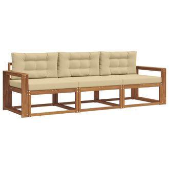 vidaXL Conjunto De Sof&aacute;s De Exterior Con Coj&iacute;n 3 Pcs Natural Y Beige Vidaxl