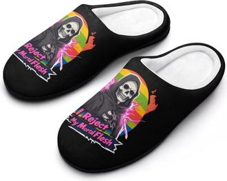 Generic Grim Reaper Funny Fashion Cotton Slippers for Women Memory Foam House Slippers Non-Slip House Bedroom Shoes