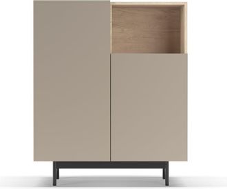 HERDASA Aparador 1 hueco de melamina roble y arena patas grafito 110x90x34 cm