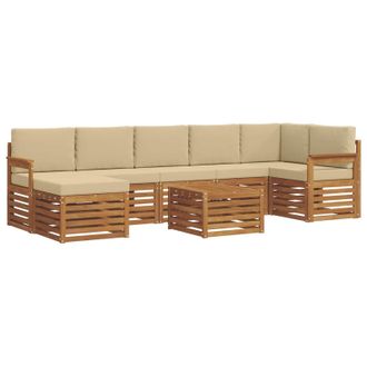 vidaXL Conjunto De Sof&aacute;s De Exterior Con Coj&iacute;n 8 Pcs Natural Y Beige Vidaxl