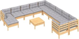 vidaXL Juego De Muebles De Jard&iacute;n 12 Pzas Y Cojines Madera De Pino Vidaxl