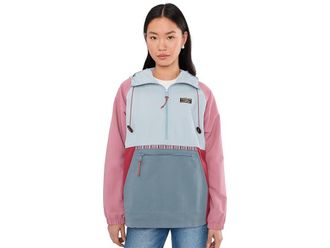 L.L.Bean Mountain Classic Anorak Womens Clothing Oyster Blue/Forest Grey : SM, Nylon