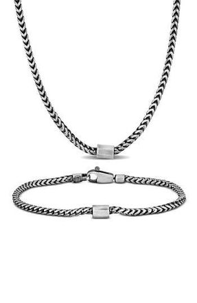 Delmar Mens Franco Chain Necklace & Bracelet Set in Silver at Nordstrom Rack