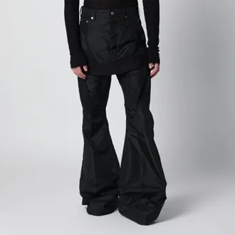 Rick Owens Black Megastrapped Bolans Jeans In Nylon Canvas