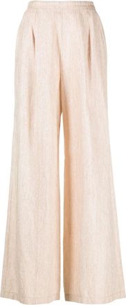 Forte_Forte lurex high-waist palazzo trousers - women - Polyester/Linen/Flax/Cotton/Polyamide - III - Pink
