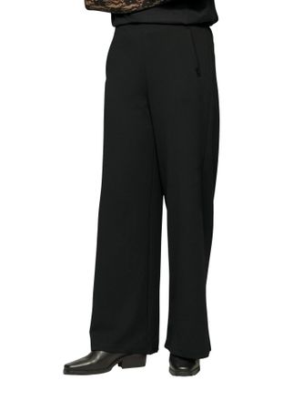 QS by s.Oliver Stoffhose QS, Damen, Gr. 36, L&auml;nge 30, schwarz, Obermaterial: 95% Polyester, 5% Elasthan, unifarben, weit kn&ouml;chellang, Hosen Stoffhose, Sommerhose mit