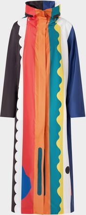 Akris Geo-Print Hooded Long Parka Jacket
