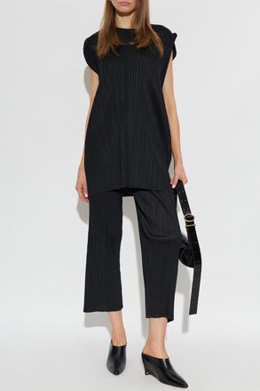 Pleats Please Issey Miyake Pleated Trousers, Womens, Black