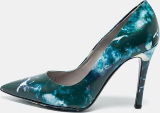 Msgm Blue Marble Print Pointed Toe Pumps
