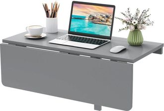 Costway Tavolo Pieghevole a Muro, Tavolino Porta PC da Parete in Legno, Tavolo a Scomparsa Multifunzionale, Ideale per Soggiorno, Cucina e Studio, 80