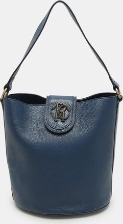 Roberto Cavalli Blue Leather Bucket Bag