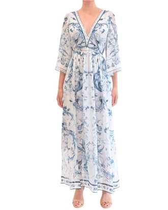 Marchesa Gathered Silk Chiffon Maxi Dress