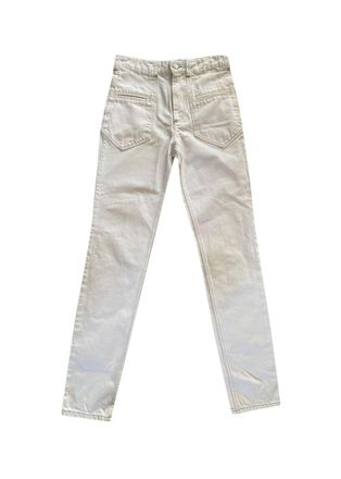 Isabel Marant Contrast Stitch High Rise White Jeans Size S