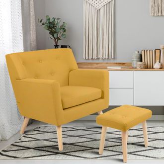 IDMarket Idmarket - Sill&oacute;n Escandinavo Liv Con Reposapi&eacute;s De Tela Amarilla