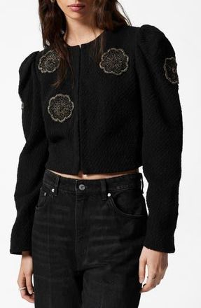 & Other Stories Embellished Crop Tweed Jacket in Black Dark at Nordstrom Rack, Size 2