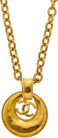 Chanel Plated Cc Logo Pendant Necklace (Authentic Pre-Loved)