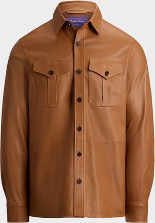 Ralph Lauren Purple Label Men & apos;s Plonge Leather Overshirt