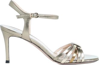 Roberto Festa Milano Titanium Laminated Leather Sandals With Intertwined Straps