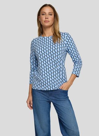 Rabe 3/4-Arm-Shirt RABE, Damen, Gr. 36, pastellblau, Jersey, Obermaterial: 92% Baumwolle, 8% Elasthan, bedruckt, regular fit normal, U-Boot-Ausschnitt, ger