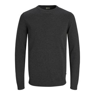 Jack & Jones Grijze Marl Gebreide Trui met Slip-On Stijl - Heren - Ronde hals truien - Grijs - S - Katoen - Truien & Vesten