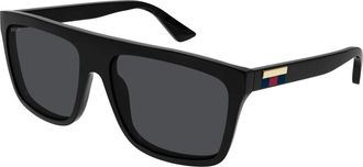 Gucci Rechthoekige Zonnebril - Heren - Zonnebrillen - Zwart - 59 MM - Accessoires