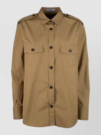 Prada jacket shirt chest pockets epaulettes long sleeves