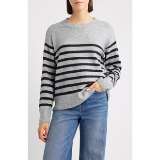 Liverpool L.A. Stripe Drop Shoulder Sweater in Light Grey/Charcoal Stripe at Nordstrom, Size X-Small Regular
