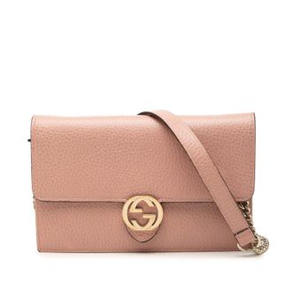 Gucci Pre-owned Gucci Dollar Calfskin Interlocking G Wallet on Chain Ladies QUXD8WYY484LLEL2