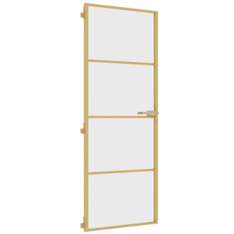 Berkfield Home Interior Door Slim Golden 76x201.5 cm Tempered Glass & Aluminium in Gold