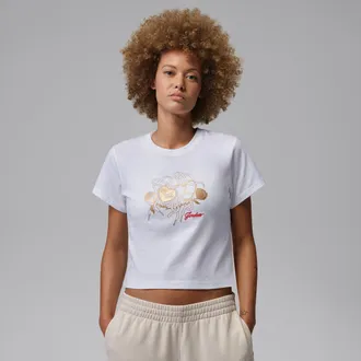 Nike Jordan Womens Jordan Brooklyn Graphic T-Shirt in White | IR0782-100