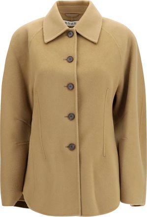 R&oacute;he Womens Jacket Sculptural Oversized-Sleeve Camel Merino Wool (ovis Aries)