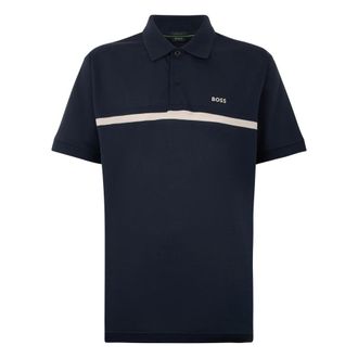 HUGO BOSS Hugo, Polo Shirts, male, Blue, Size: XL Cotton polo with short sleeves