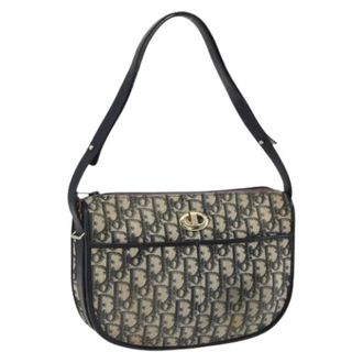 Dior Pre-owned Shoulder Bags, female, Blue, Size: ONE SIZE Pre-owned Vintage Canvas Shoulder Bag