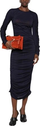 J.W.Anderson Ruched Jersey Midi Jurk - Dames - Casual kleedjes - Blauw - S - Katoen - Kleedjes