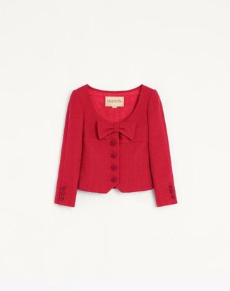Valentino Short Jacket In Plain Wool Tweed Wo