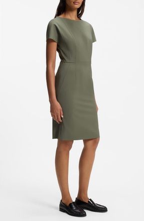 BOSS Dinerah Virgin Wool Sheath Dress in Tea Leaf at Nordstrom, Size 18