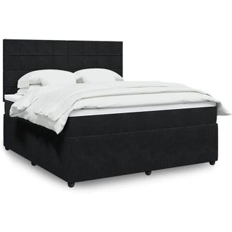 vidaXL Vidaxl - Cama Box Spring Con Colch&oacute;n Terciopelo Negro 180x200 Cm