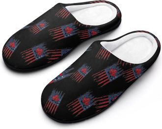 Generic Vintage Canada & U.S. Flag Cotton Slippers for Women Indoor Outdoor Slipper Slip-On Memory Foam Home Shoes