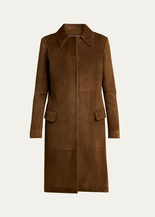 Tom Ford Suede Single-Breasted Long Coat