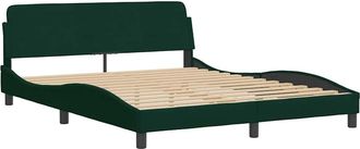 vidaXL Vidaxl - Estructura Cama Sin Colch&oacute;n Terciopelo Verde Oscuro 160x200 Cm