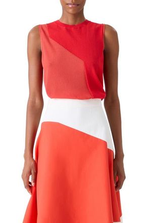 Akris High Plains Colorblock Cotton & Silk Blend Sweater Tank in Vermillion at Nordstrom, Size 12