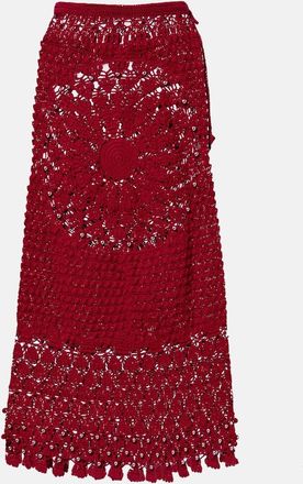 Paco Rabanne Embellished crochet cotton midi skirt