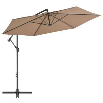 vidaXL Sombrilla Voladiza Con Poste De Aluminio Gris Taupe 300 Cm Vidaxl