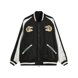 TAION Bomber Jackets, male, Black, Size: XL Giacca Varsity Reversibile Jpn Ska