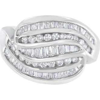 House of Brilliance 14KT White Gold 1.0 cttw Diamond Bypass Band Ring at Nordstrom, Size 7