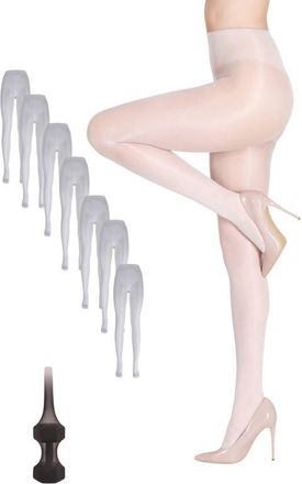 Lechery 7-Pack Glossy Sheer Run Resistant Party Evening Tights for Women in White at Nordstrom, Size Small/medium