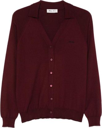 Miu Miu V-neck Logo-embroidered Cardigan
