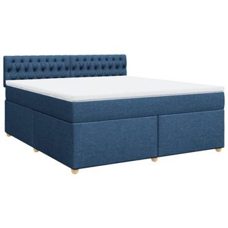 vidaXL Cama Box Spring Con Colch&oacute;n Tela Azul 180x200 Cm Vidaxl